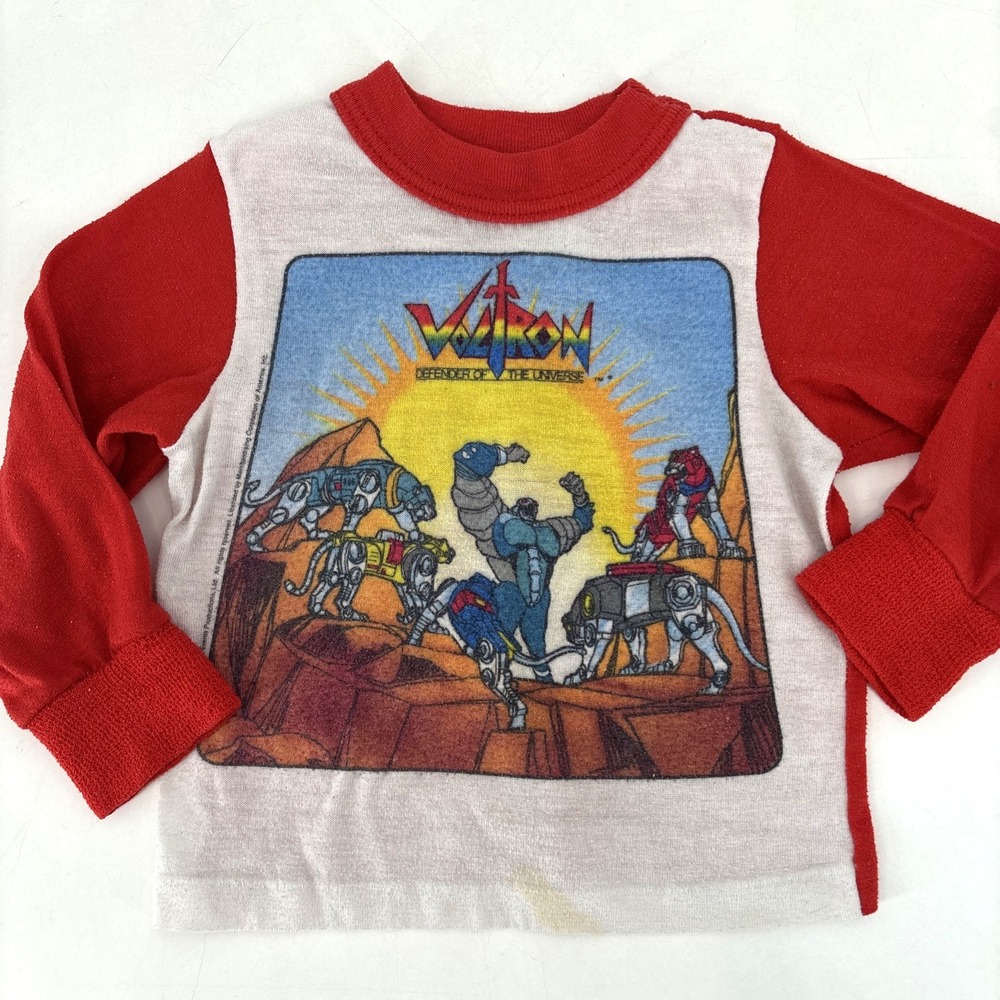 Vintage‎ Voltron Shirt Boys 2T-3T Pajama Top Cartoon Robot Graphic 80s Defender